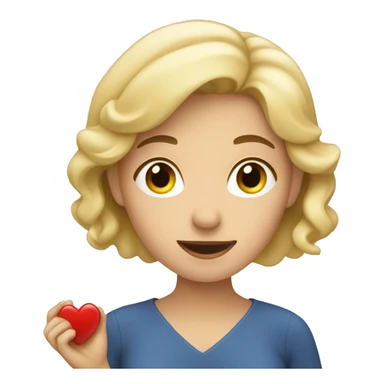 A European blonde woman holds her heart in her hands sticker