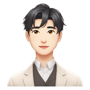 Gorgeous bright romantic Asian anime gentle man with blushing face aesthetic trending style outside sticker