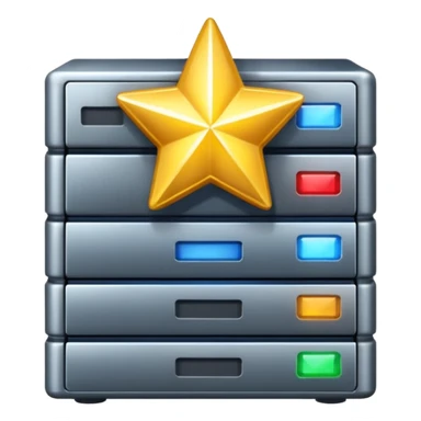 premium web hosting, server with shining star sticker