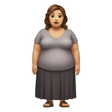 fat-woman full body with brown hair and brown eyes sticker