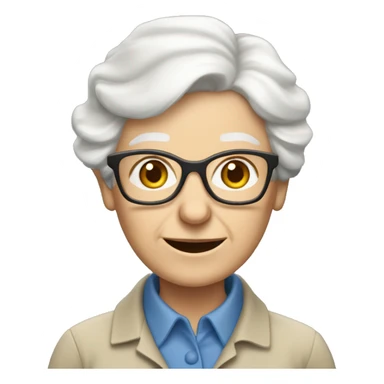 old white lady from ireland with glasses white hair, blue eyes, and like biologist (like khaki short sleeve button down shirt and a khaki pants)  sticker