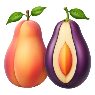 Peach with a eggplant sticker