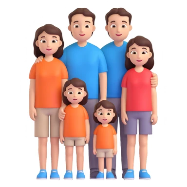 a white family with three children, a boy and two girls sticker
