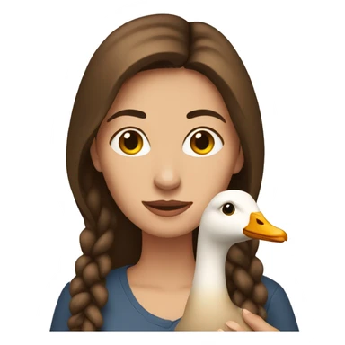 Woman with brown hair holding goose  sticker