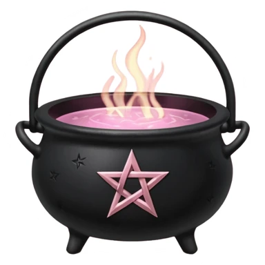 Black cauldron with light pink pentacle sticker