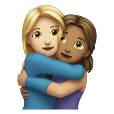 Hug between two girl in blue  sticker
