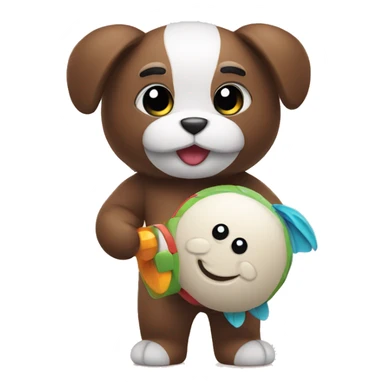 cute mascot holding toy sticker