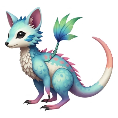 Rare realistic exotic pastel cute epic pretty beautiful handsome gorgeous aesthetic colorful vibrant Vernid-Trico-species-Fakemon-creature by LiLaiRa, 4 legs, 1 tail, random markings, (full body) sticker