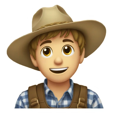 Country teen boy chewing on hay sticker