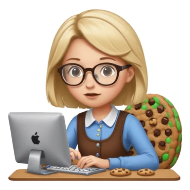 cookie clicker addict girl at computer sticker