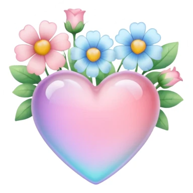 Pastel transparent heart and flowers sticker