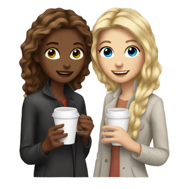 brown hair and blonde hair best friend girls having coffee  sticker