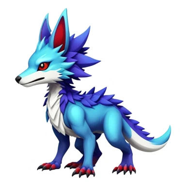 Epic Edgy Cute Colorful Modern Vernid-Protogen-Sergal-creature-animal full body sticker