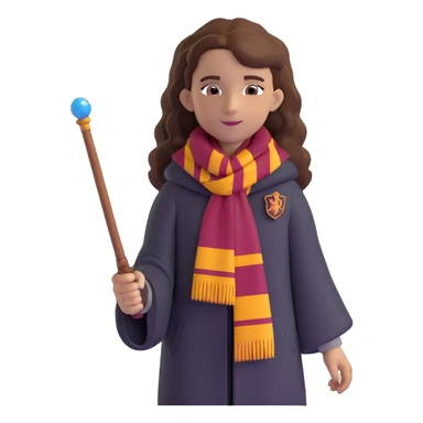 Hermione Granger with wand and Gryffindor scarf sticker