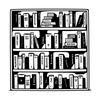 A bookshelf filled with various books sticker