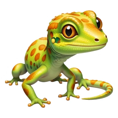 cinematic-cute-realistic gecko-portrait-emoji,-head-tilted-playfully-and-inquisitively,-featuring-a-small,-charming-body-with-smooth,-vividly-patterned-scales,-bright,-sparkling-eyes-and-delicate,-sticky-toe-pads,-simplified-yet-irresistibly-adorable sticker