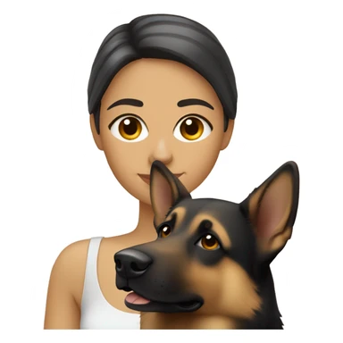 pale skin hispanic woman with german shepherd sticker