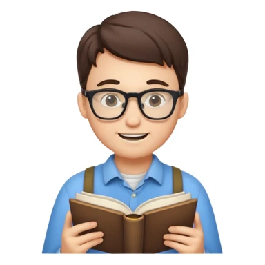 A nerd with braces and glasses reading a book. sticker
