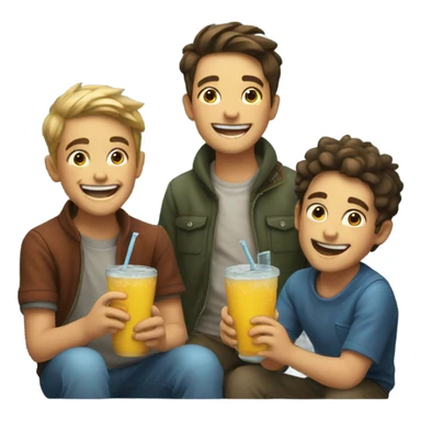 smiling boys sharing drinks sticker
