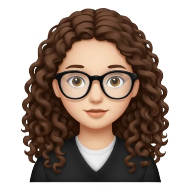 white teen girl with long brown curls and black frame glasses sticker