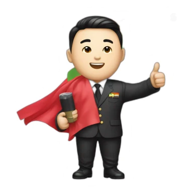Kin Jong-un yuholding a lgbt flag and giving a thumbs up sticker