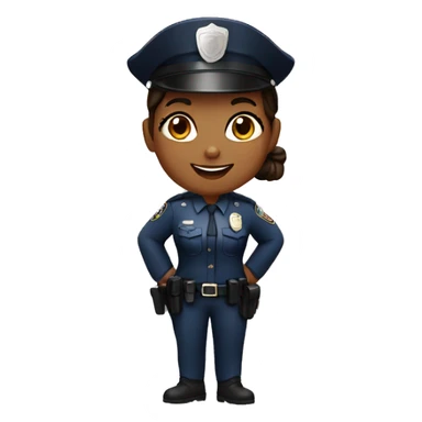A police woman, brown skin, happy sticker