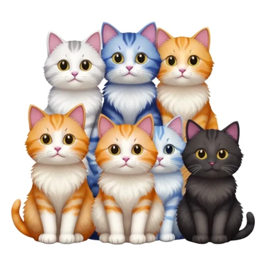 cats sitting in a row looking curious sticker