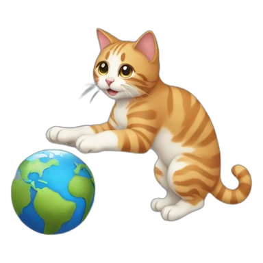 cat playing with earth sticker