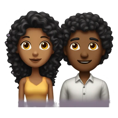 A guy with brown skin and big black curly hair kissing a girl with ginger long hair  sticker