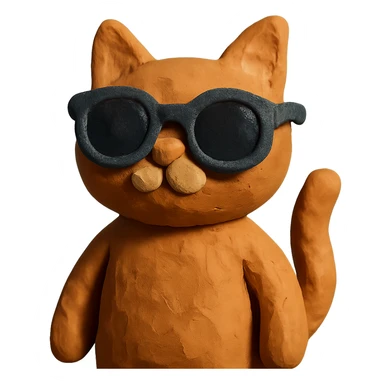 claymation style cat wearing sunglasses sticker