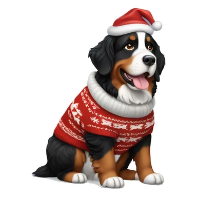 Bernese mountain dog wearing a Christmas sweater sticker