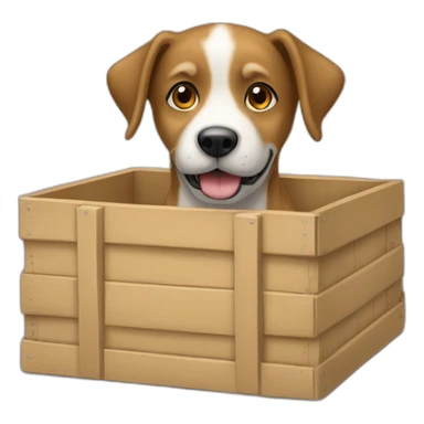 Chien dans une caisse sticker