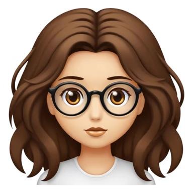 ragazza con capelli lunghi marroni, occhi castani, occhiali neri, che ha un'idea sticker