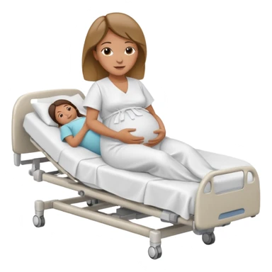 Pregnant woman in hospital bed with legs elevated  sticker