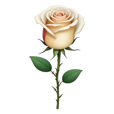 single Bi-Colored Tea White Rose Rose, straight stem sticker