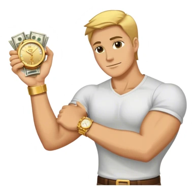 strong arm with money sticker