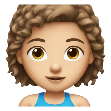 Young Girl with brown hair and blue eyes wearing a blue bikini sticker