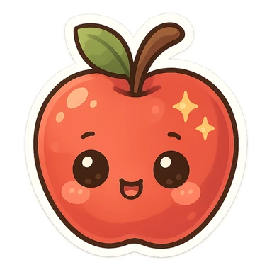 Sparkling Q-version sticker apple, cute and exaggerated sticker