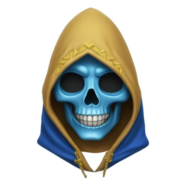 skull wearing blue hood and cloak sticker