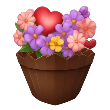regalo chocolates en forma de corazon y un ramo de flores sticker