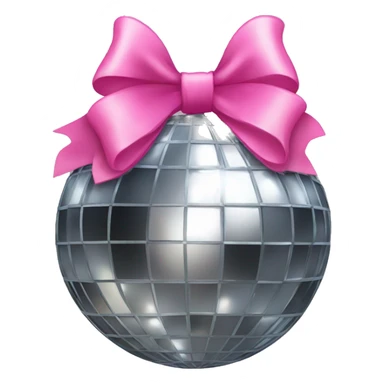 Disco ball with pink bow sticker