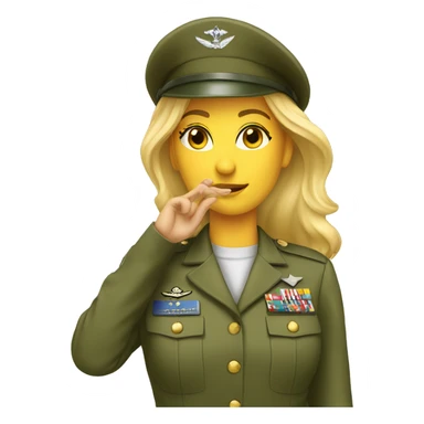 Blonde female military officer saluting sticker