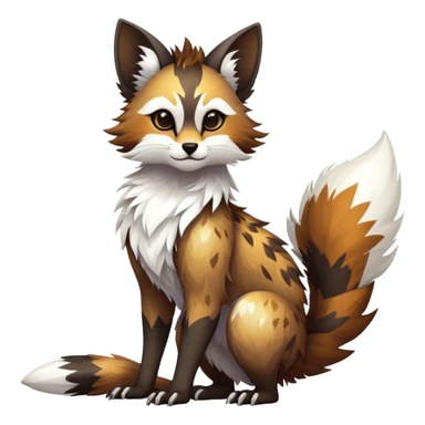 Epic Feral Rare Fantasy shiny edgy cool fluffy Vernid-Trico-species-hybrid-animal by LiLaiRa, random markings, tufted tail, tufted ears, full body sticker