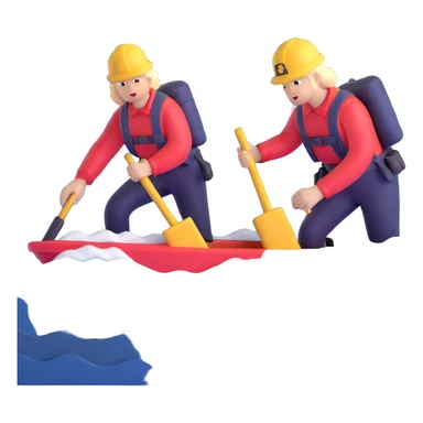 Team of marine geologists struggling to retrieve core samples in rough stormy ocean waves sticker