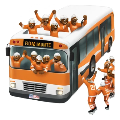 Hockey bus trip with orange white jerseys  sticker