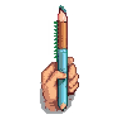 mano sosteniendo un lápiz, colores brillantes sticker