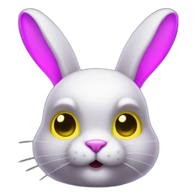 neon rabbit precaution sticker