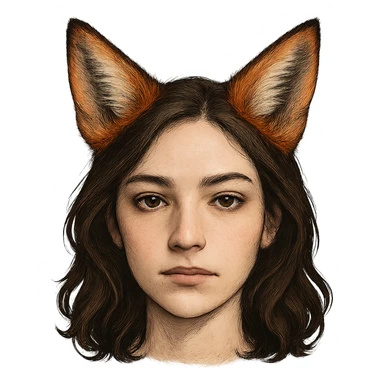 face with orange fox ears, digital illustration sticker