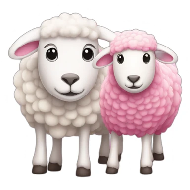 Pink sheep and white sheep sticker