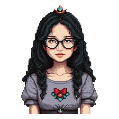 white baddie pretty girl with black hair and glasses, prettier, more like a Disney princess sticker